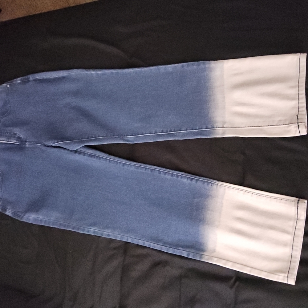 Blue and White Flare Jeans with Ombre Effect